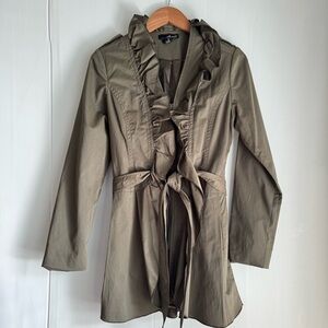 Willi Smith green Ruffled Zip Jacket